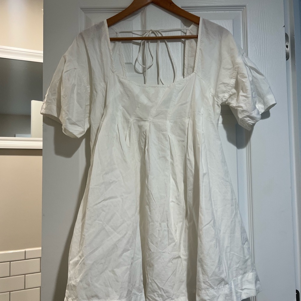 Free People White Puff Sleeve Mini Dress - Picture 6 of 11
